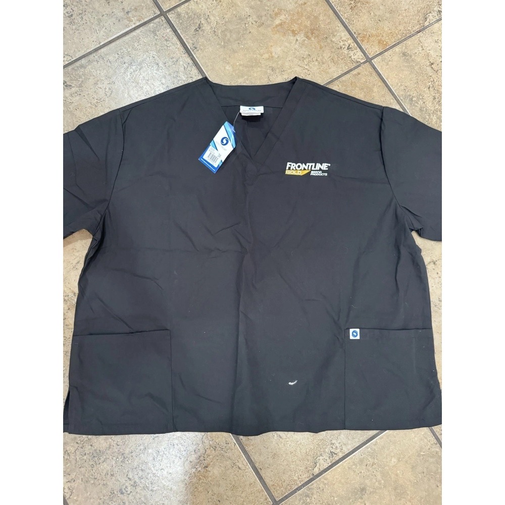 Frontline Gold womens vet Scrub Top 3X NWT Black Veterinary Medicine Pet People